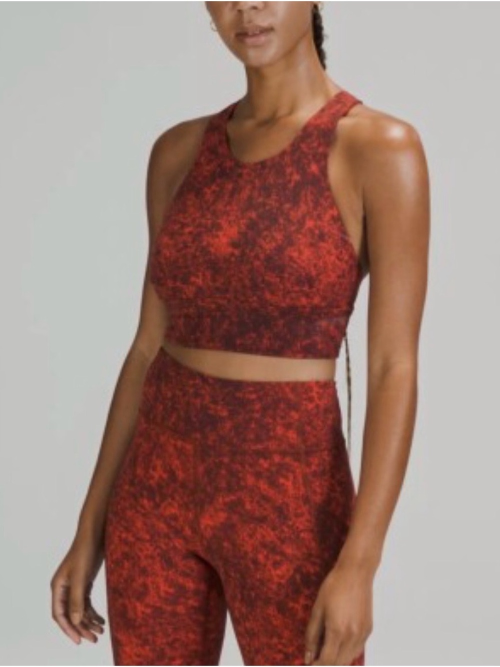 Lululemon Wunder Train Long Line Bra Red Multicolor (SIZE 6)